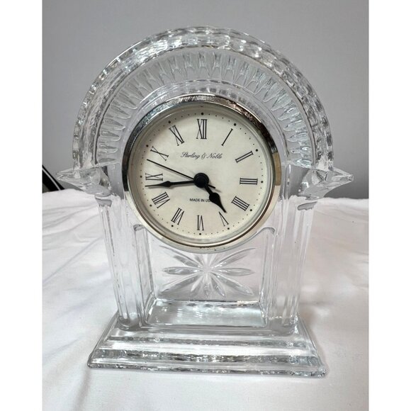 Lead Crystal Mantel Clock By Sterling & Noble - Picture 1 of 4